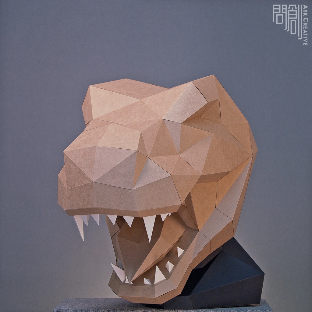 問創設計 DIY手作3D紙模型 禮物 面具 頭套 面具系列 - 暴龍面具