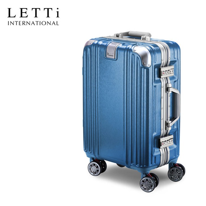 【小鯨魚包包館】LETTi 鋁框系列 硬殼 行李箱/旅行箱 20吋/26吋/29吋 冰鑽藍/玫瑰金