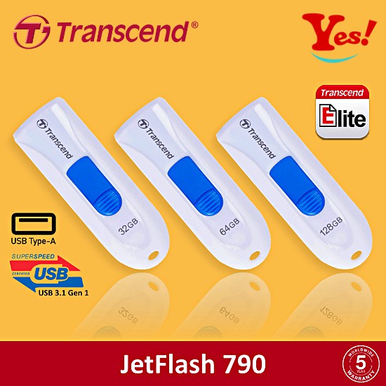 【Yes！公司貨】創見 Transcend JetFlash 790 32GB 64G 128G USB 3.1 隨身碟