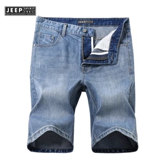Jeep SPIRIT 1941 ESTD 男士牛仔褲短褲薄款寬鬆休閒直筒九分褲短褲