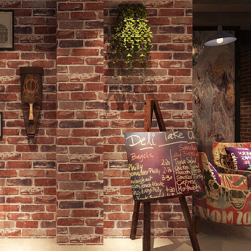 懷舊仿磚紋磚塊磚頭牆紙咖啡館酒吧餐廳文化石紅磚壁紙