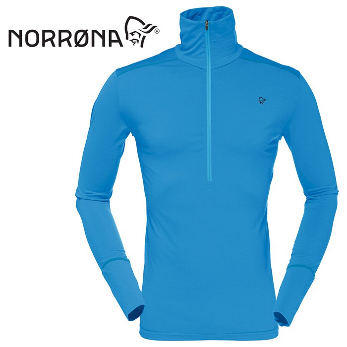 【Norrona 老人頭 挪威】wool Zip 羊毛立領上衣 運動上衣 男款 信號藍 (2704-16-2355)
