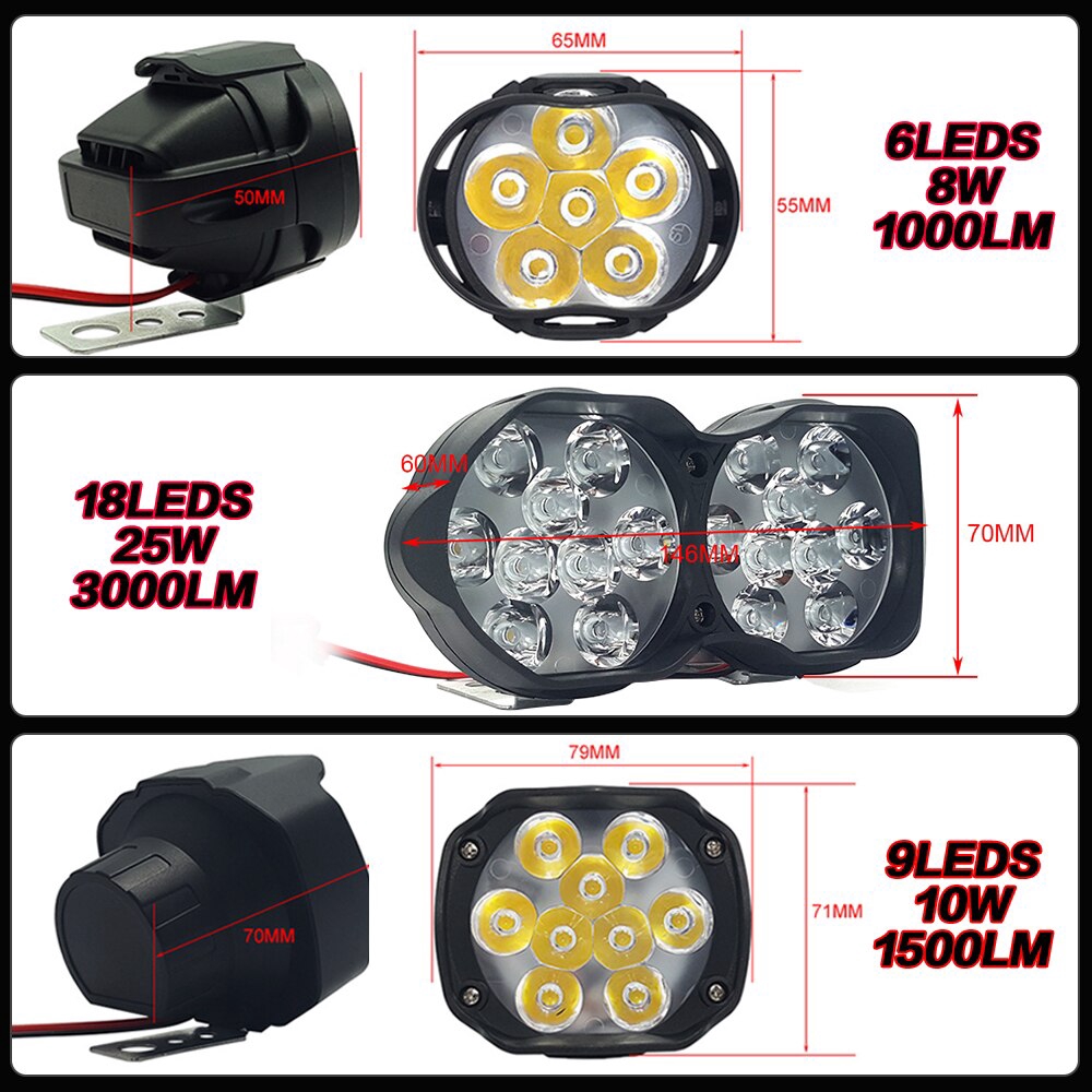 30w Led工作大燈3000lm汽車摩托車自行車防霧燈drl聚光燈led燈diy踏板車白色外部6 9 18 Led大燈 蝦皮購物
