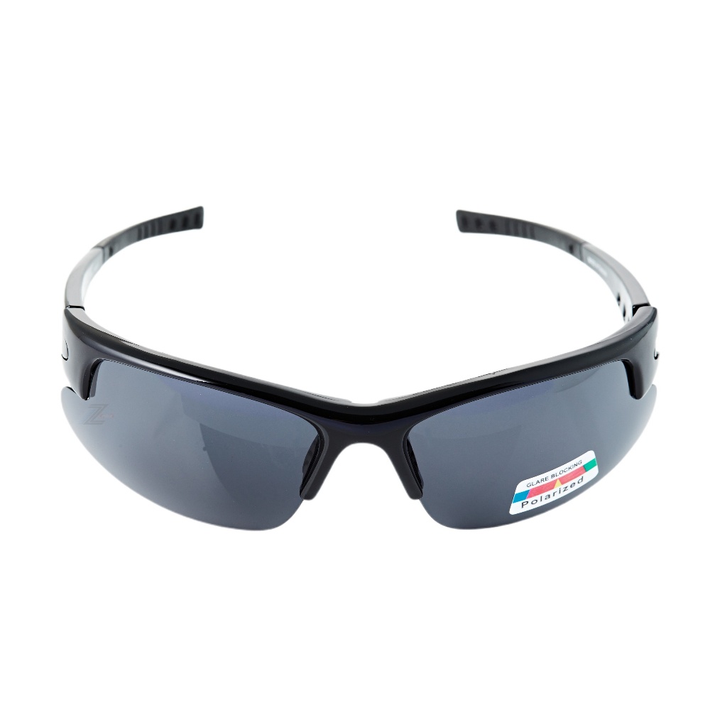 【Z-POLS】帥氣半框設計質感亮黑 搭載Polarized偏光運動太陽眼鏡 抗UV400 可配度數設計