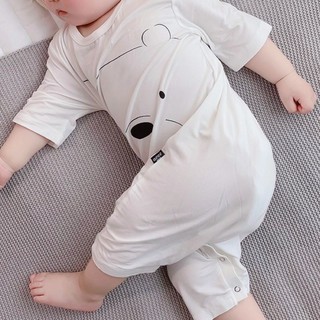 兒童睡衣寶寶睡衣莫代爾短袖夏季薄款面膜連體睡袋嬰兒男童女童兒童空調服