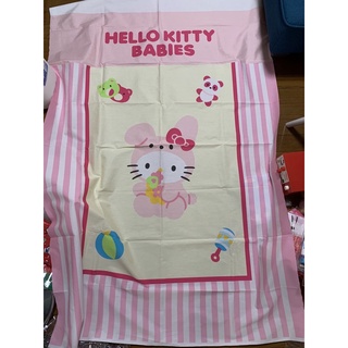 日本帶回三麗鷗sanrio hello kitty 哈囉 凱蒂貓 小兔子 裁縫布 布 防塵布 嬰兒 拼布 粉色 直條紋