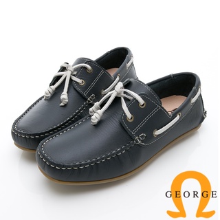 【GEORGE 喬治皮鞋】水洗系列 素面繩結大底休閒鞋-藍 418015BJ-70