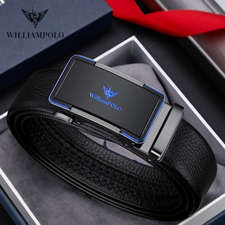 【🔥免運】Williampolo 英皇保羅正品男士皮帶 真皮自動皮帶 男生 腰帶男 頭層牛皮個性鋅合金扣頭褲腰帶西裝皮帶