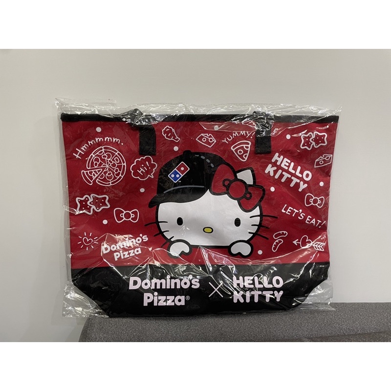 全新 達美樂 Hello Kitty 凱蒂貓 不織布 購物袋 手提袋 托特包 肩背包 肩背袋 收納包 黑色 紅色