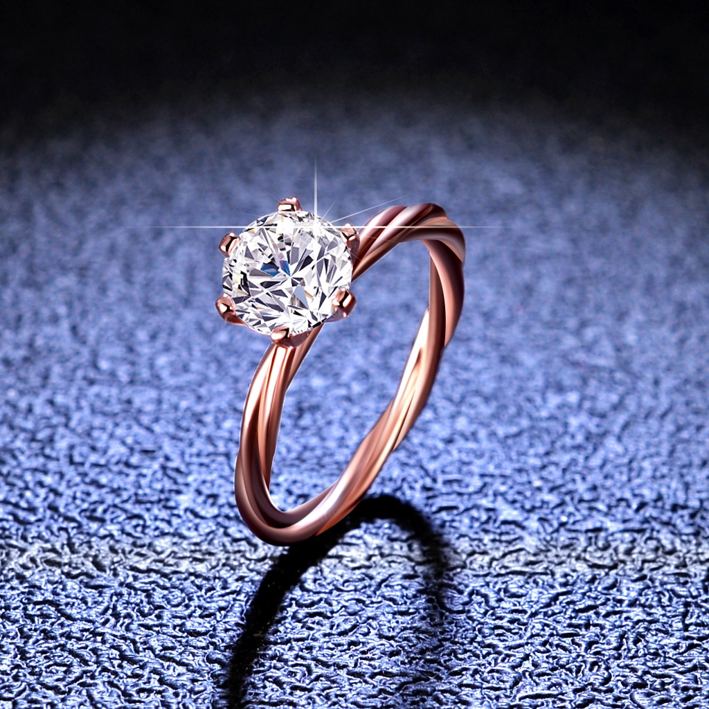 [附有GRA證書]S925銀莫桑鑽石戒指愛纏繞藤曼一克拉莫桑石戒指