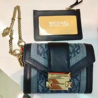 Michael Kors MK 專櫃款 卡片零錢包 牛仔 鏈包 卡包 短夾 名片夾 全新 母親節