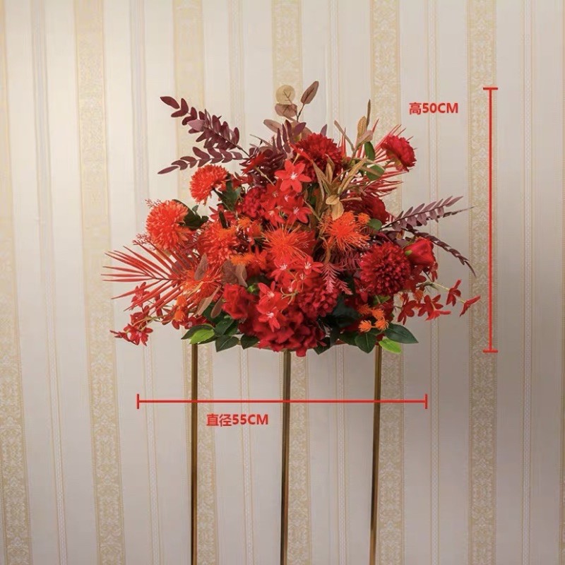 婚禮佈置場地擺設路引花假花人造花婚禮花柱秋紅色 蝦皮購物