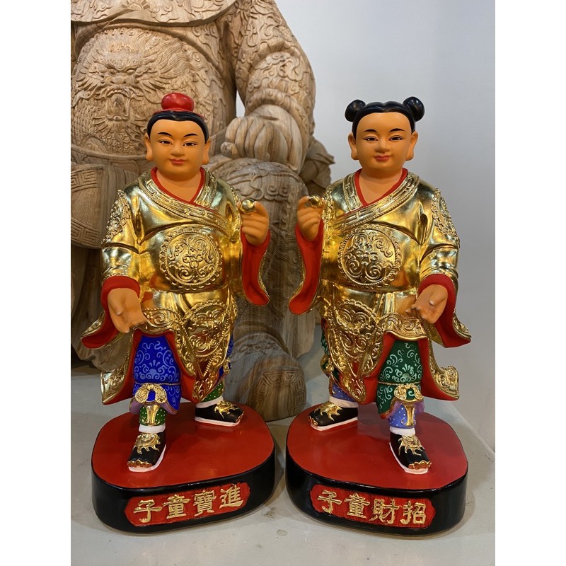 招財童子置物，古銅製，緣起物，招財，細工，重1060克
