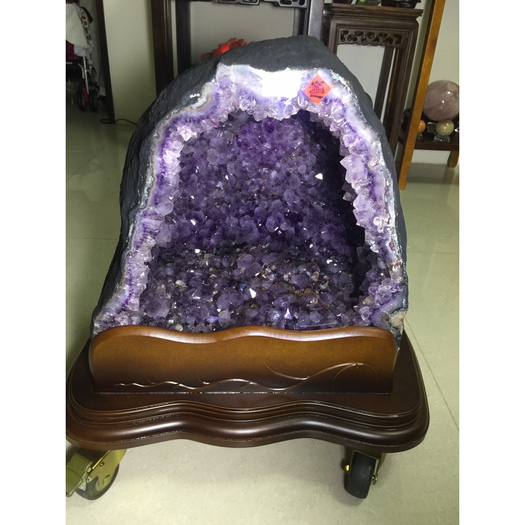 晶洞 烏拉圭 紫晶洞 鈦晶洞 土型 61.3公斤 門檔花 水晶花 二次結晶 巴西 洞深 稀有 避邪  招財 天然 紫水晶