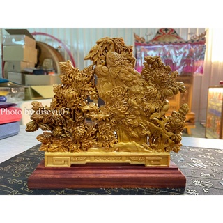 【東天佛俱】崖柏木雙面雕花開富貴 鳳凰牡丹 木雕裝飾 店面辦公室客廳 送禮擺件