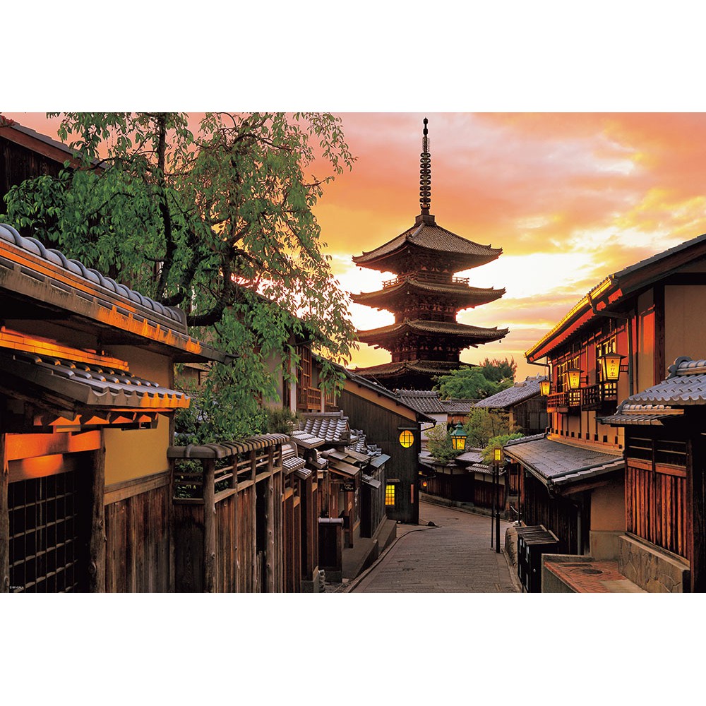 【小巷】風景攝影 日本風景 夕陽下的八坂塔 (Beverly, 1000片, 51-277, 日本拼圖, 絕版拼圖)