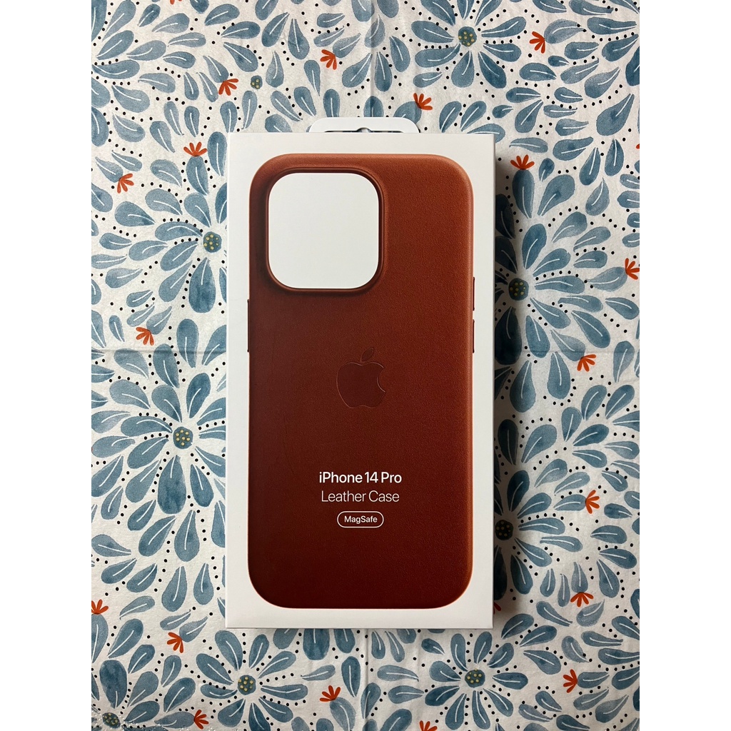 全新 Apple Store 原廠 iPhone 14 Pro MagSafe 皮革保護殼 - 赭紅色