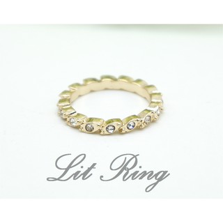 【Lit Ring】金色斜紋刻花排鑽戒指。精緻 質感 馬眼 雕刻花紋 鑲嵌 小水鑽 碎鑽 排鑽 戒指 飾品 禮物 首飾