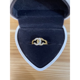 真鑽 k金戒指 雙c 16號 造型 客製 戒指k金 鑽石戒指 金戒指
