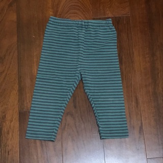 UNIQLO baby 嬰幼兒九分合身褲內搭褲80cm 灰色/綠色條紋