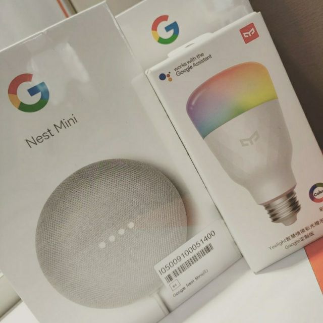全新未拆 智慧情境彩光燈泡 Google定制版  Google Nest Mini 2 智慧音箱 語音助理 壁燈