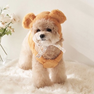 寵物服飾-毛茸茸保暖背心 Bebe Fur Crop芥末黃 韓國it’s 寵物衣服 狗狗衣服 小型犬服飾狗背心