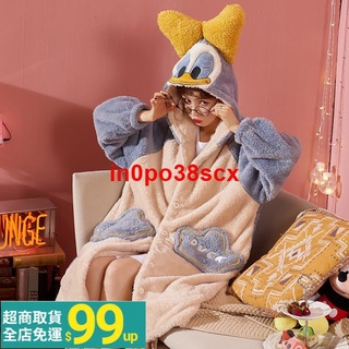§☋♨ஐ迪士尼~黛絲卡通睡衣冬季連帽睡袍珊瑚絨浴袍加厚加絨居家服412