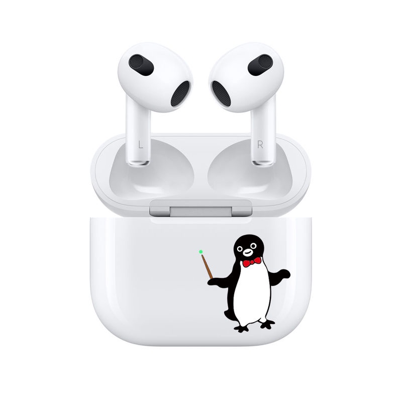 耳機企鵝貼紙原創設計suica沙雕企鵝可愛呆萌airpods Pro 創意3代耳機貼紙 蝦皮購物