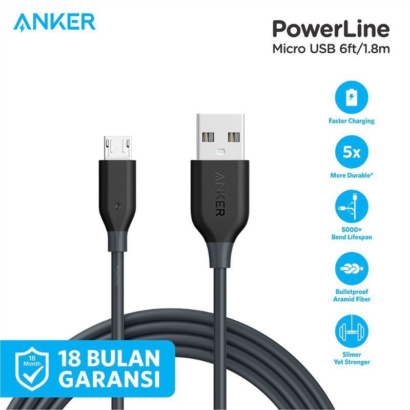 Anker 電力線 6ft / 1.8m Micro USB 電源線