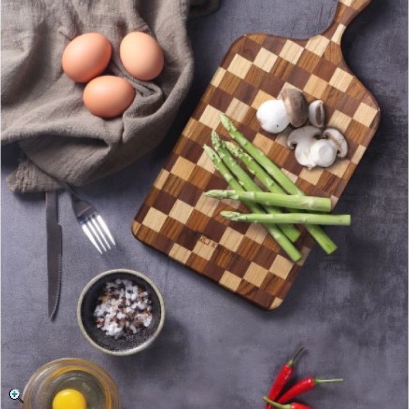 木餐盤_小_長型格子款米棕色(砧板、麵包盤、木盤、 西餐盤、起司盤)