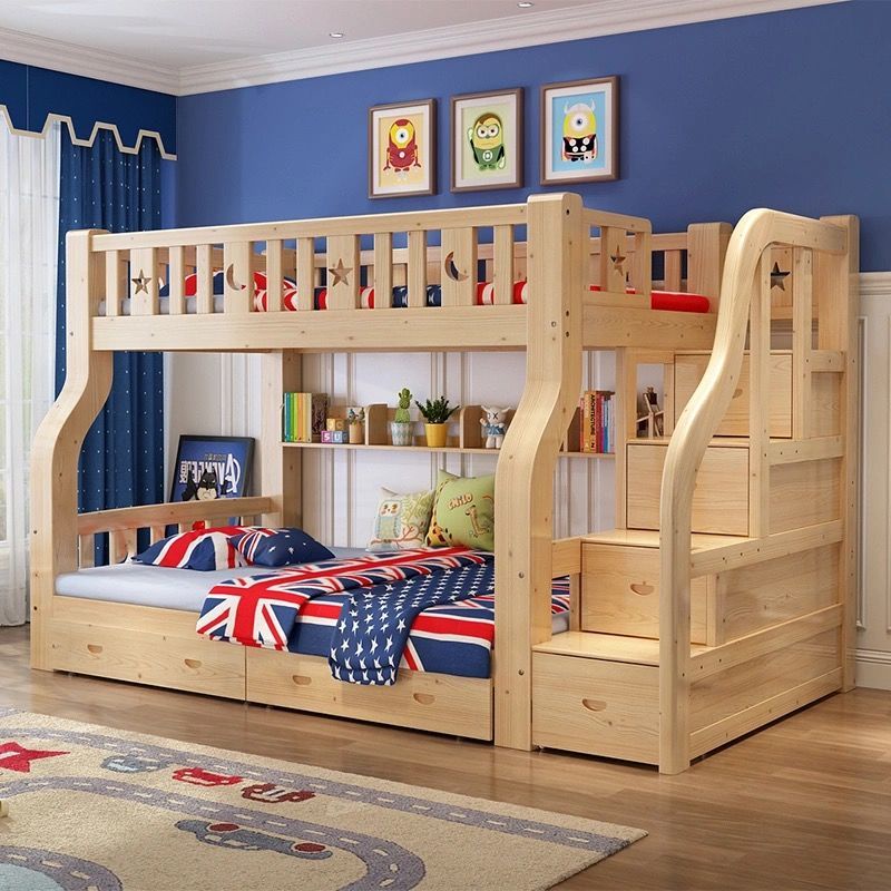 精冠家具全實木子母床上下床高低床兒童兩層成年上下鋪雙層松木床