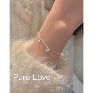 Pure Love樂芙 / 正韓 【B0485】韓系簡約S925純銀愛心鋯石纖細手鏈 / 銀