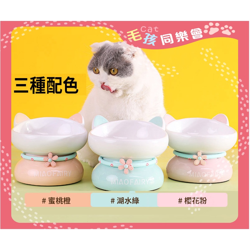 喵仙兒 SAKURA 護頸貓咪瓷碗 3色 貓咪瓷碗 寵物瓷碗 三色可選 蜜桃橙/ 湖水綠/櫻花粉  可超取 寵物碗 瓷碗