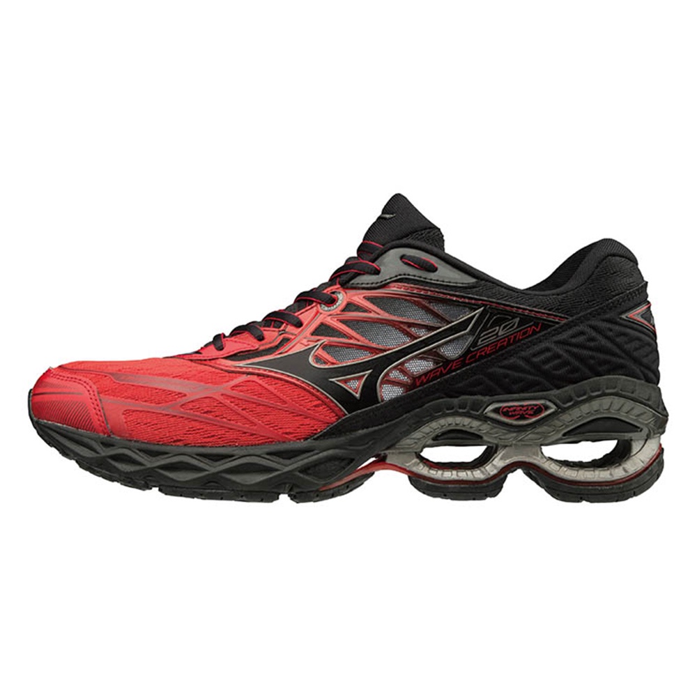 MIZUNO WAVE CREATION 20 黑紅色大氣墊慢跑鞋（J1GC190110）