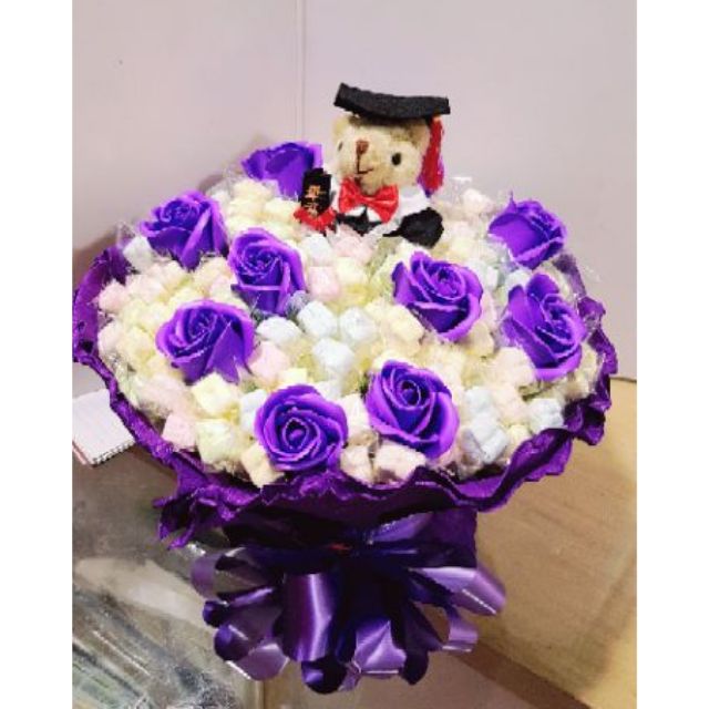 畢業花束棉花糖 畢業熊 玫瑰香皂花 瑪奇朵 蝦皮購物