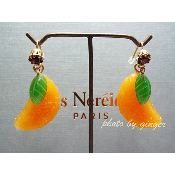 【ginger】Les Nereides N2 (現貨)裹糖霜撥片橘子水果耳環