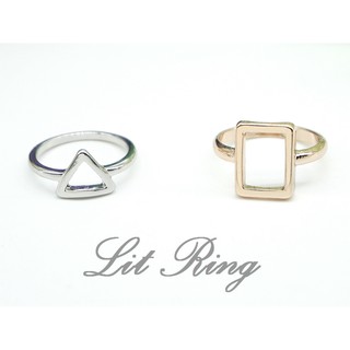 【Lit Ring】鏤空幾何三角長方形戒指。個性 銀色 玫瑰金 鏤空 幾何 三角形 長方形 戒指 情侶 對戒 禮物 飾品