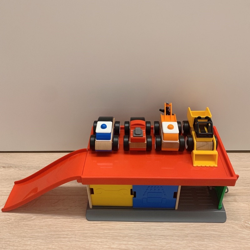 ［二手玩具］IKEA木製玩具車/玩具車庫