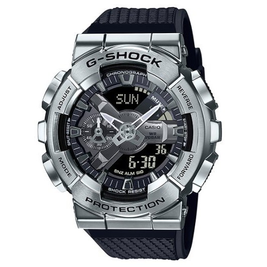 CASIO G SHOCK 重工業風金屬雙顯手錶 GM-110-1A