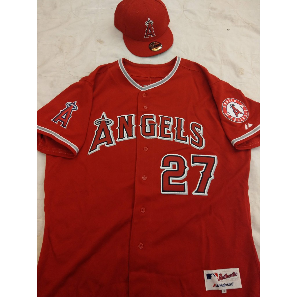 全新 送棒球帽 52 MLB Majestic Angels Trout 天使隊 球員版 球衣 神鱒 楚奧特