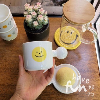 微笑笑臉馬克杯 韓國ins情侶杯咖啡杯 可疊放 早餐牛奶杯