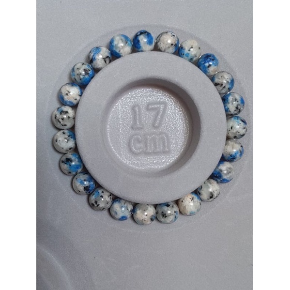 K2 BLue能量礦石藍銅礦手珠、K2藍點石手珠，手圍17公分，8.5mm，成色完美