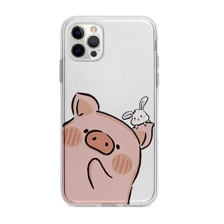小豬小兔情侶適用iphone14mini/11軟蘋果XS/12promax/8plus手機殼