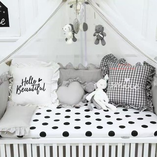 韓式浪漫風手工訂製 寶寶嬰兒床花邊純棉拆洗床圍寢具組