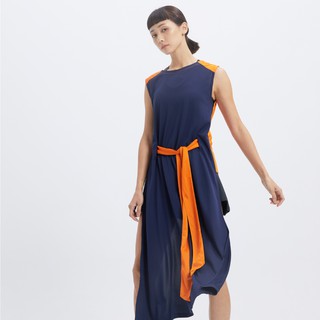 【VOUX】2WAYS - 兩穿式綁帶背心洋裝(橘色/灰綠/摩藍S-L)