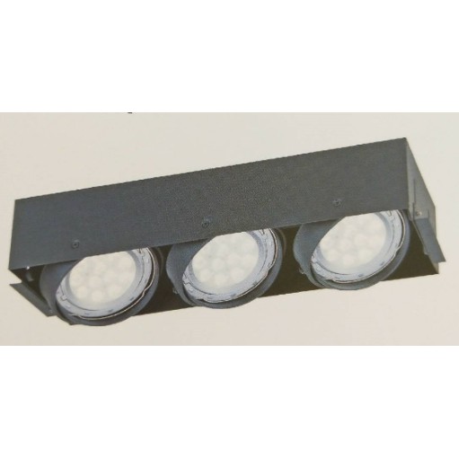 【四方圓LED照明】 ar111 無邊框 方型盒燈-三燈 10w/15w「含光源」黑框/銀燈/黑燈 崁燈/天花燈/格柵燈