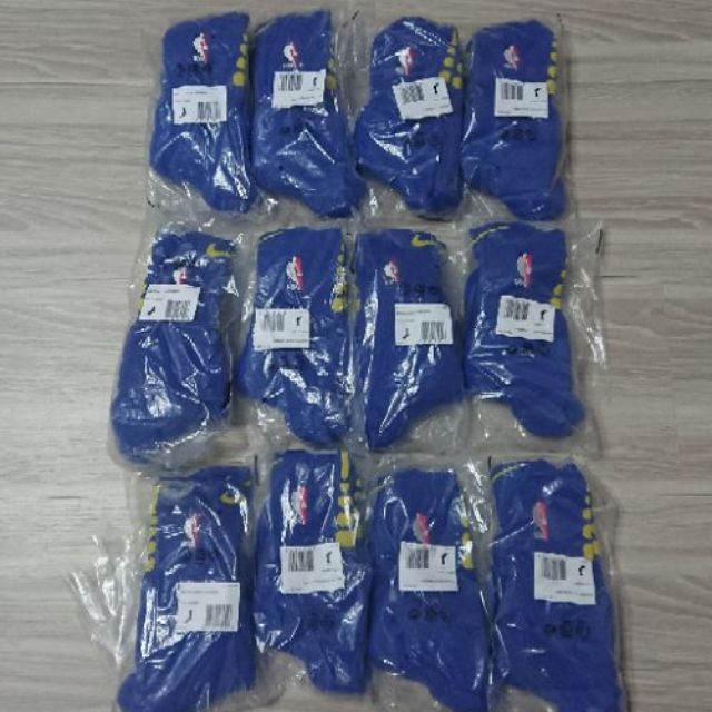 Nike nba 籃球襪 精英襪 grip power  L號 藍色 黃色 勇士配色
