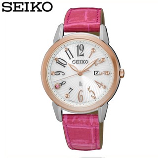 【SEIKO】LUKIA 白玫瑰金太陽能皮帶女錶 33mm SUT306J1 V137-0CG0R 台灣公司貨SK022