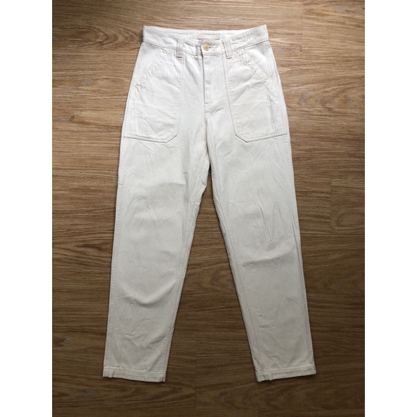 日本製Nigel Cabourn white HBT Work Pants 米白色直筒工作褲 W30 二手美品