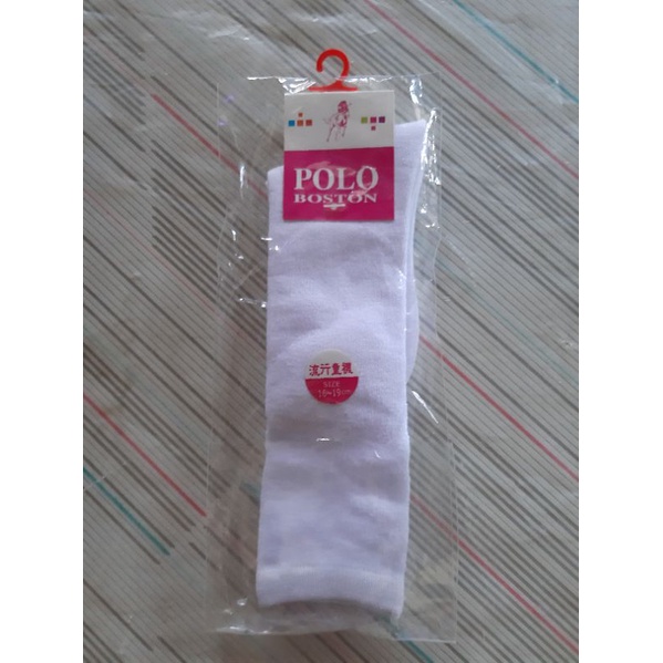 POLO BOSTON流行童襪 女童襪 小腿襪 中統襪 白色
